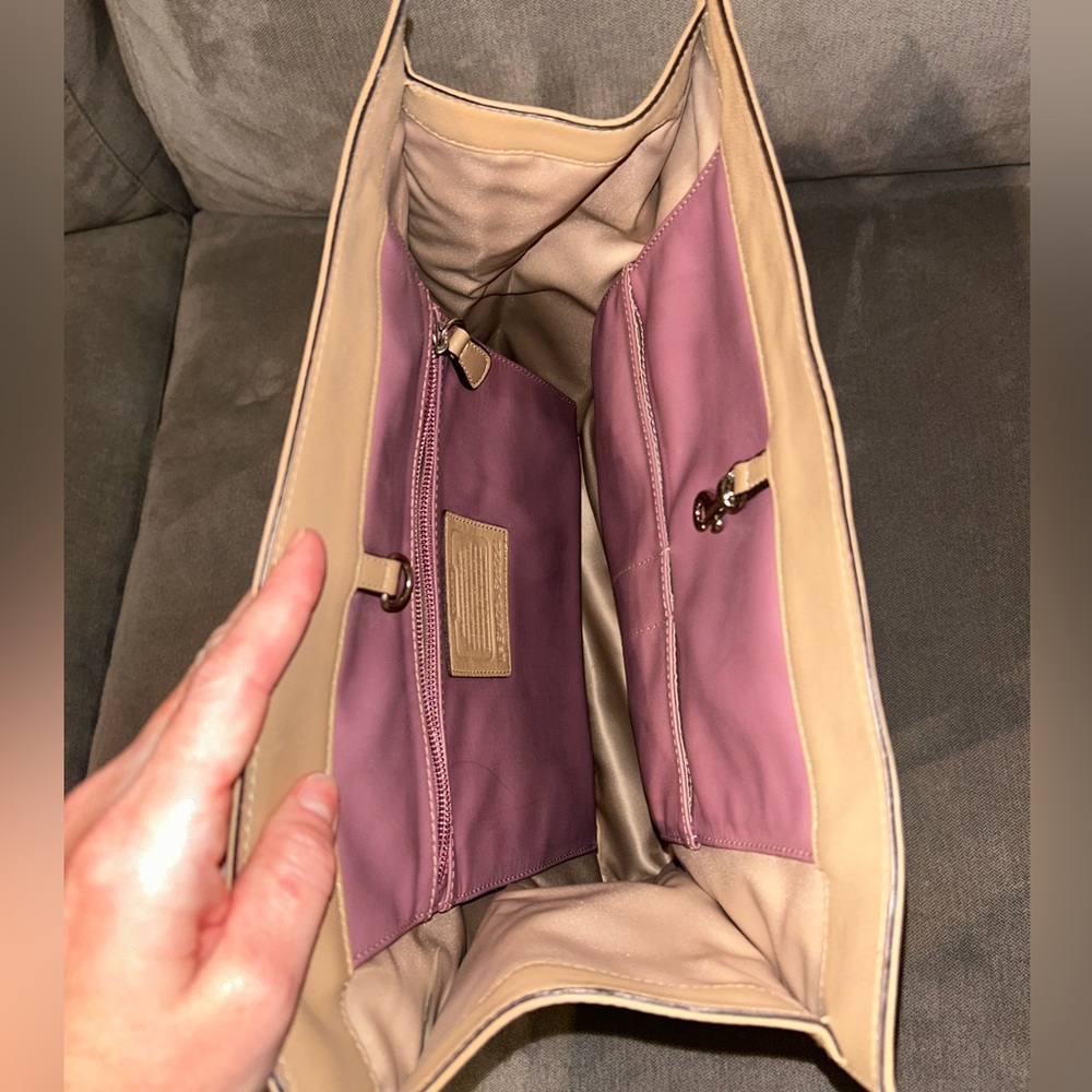 Coach Charlie Leather Python Embossed Tote In Bei… - image 4